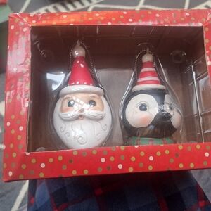 Festive Santa and Penguin Holiday Ornaments